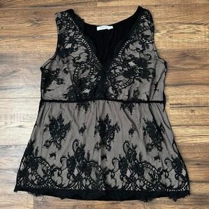 Y2K Ricki's Black Lace Sheer Babydoll Tank Top Y2K Lingerie Women Large Coquette
